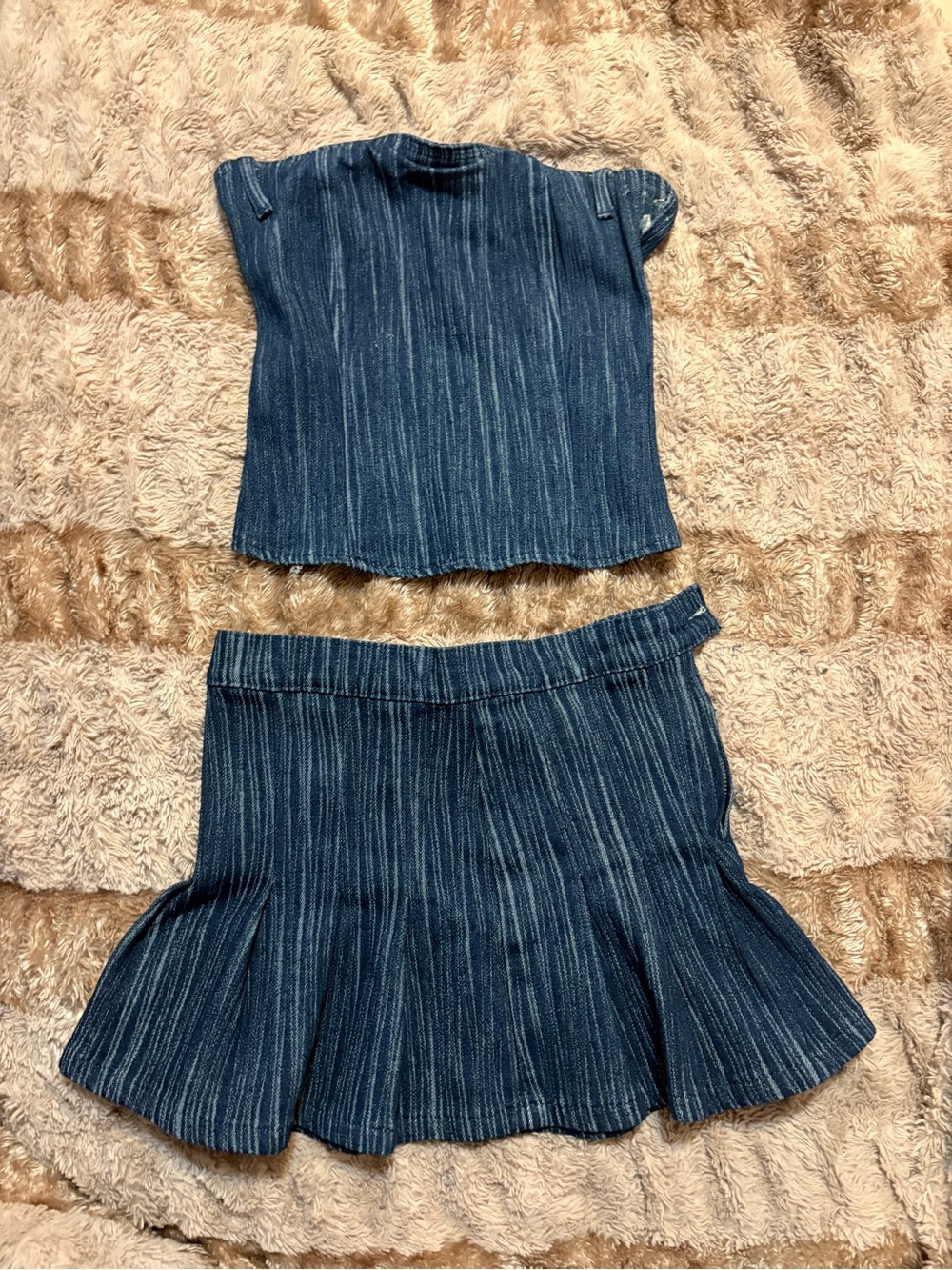 Denim Two Piece Skirt Set